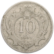 Монета 10 геллеров 1895 года Австрия (аверс)