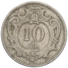 Монета 10 геллеров 1894 года Австрия (аверс)