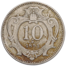 Монета 10 геллеров 1895 года Австрия (аверс)
