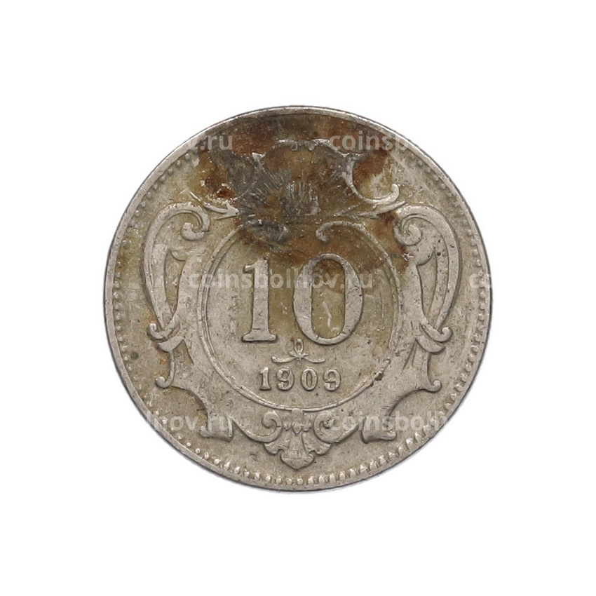 Монета 10 геллеров 1909 года Австрия