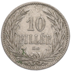 Монета 10 филлеров 1894 года Венгрия (реверс)