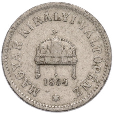 Монета 10 филлеров 1894 года Венгрия (аверс)