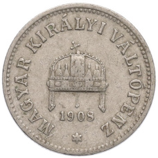 Монета 10 филлеров 1908 года Венгрия (аверс)