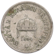 Монета 10 филлеров 1894 года Венгрия (аверс)