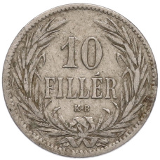 Монета 10 филлеров 1894 года Венгрия (реверс)