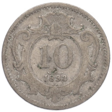 Монета 10 геллеров 1893 года Австрия (аверс)
