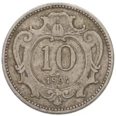 Монета 10 геллеров 1894 года Австрия (аверс)