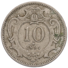 Монета 10 геллеров 1894 года Австрия (аверс)