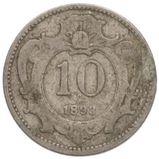 Монета 10 геллеров 1893 года Австрия (аверс)