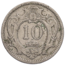 Монета 10 геллеров 1893 года Австрия (аверс)