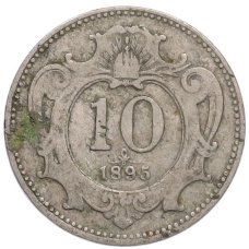 Монета 10 геллеров 1895 года Австрия (аверс)
