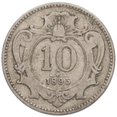 Монета 10 геллеров 1895 года Австрия (аверс)
