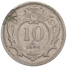 Монета 10 геллеров 1894 года Австрия (аверс)