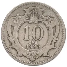 Монета 10 геллеров 1895 года Австрия (аверс)