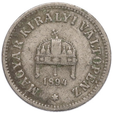 Монета 10 филлеров 1894 года Венгрия (аверс)