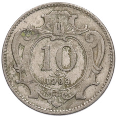 Монета 10 геллеров 1909 года Австрия (аверс)