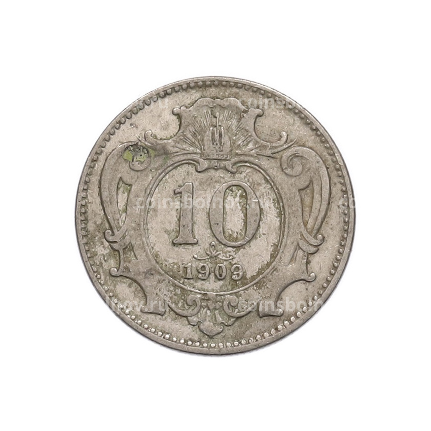 Монета 10 геллеров 1909 года Австрия