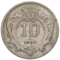 Монета 10 геллеров 1907 года Австрия (аверс)