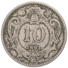 Монета 10 геллеров 1893 года Австрия (аверс)