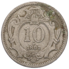 Монета 10 геллеров 1893 года Австрия (аверс)