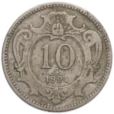 Монета 10 геллеров 1894 года Австрия (аверс)