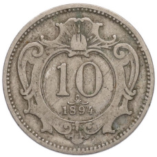Монета 10 геллеров 1894 года Австрия (аверс)