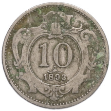 Монета 10 геллеров 1893 года Австрия (аверс)