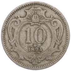 Монета 10 геллеров 1894 года Австрия (аверс)
