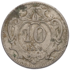 Монета 10 геллеров 1910 года Австрия (аверс)