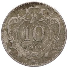 Монета 10 геллеров 1910 года Австрия (аверс)