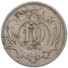 Монета 10 геллеров 1895 года Австрия (аверс)