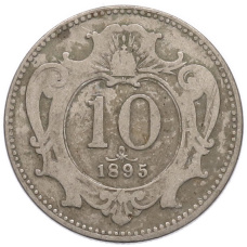 Монета 10 геллеров 1895 года Австрия (аверс)