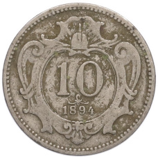 Монета 10 геллеров 1894 года Австрия (аверс)
