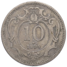Монета 10 геллеров 1894 года Австрия (аверс)