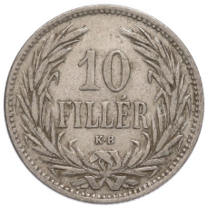 Монета 10 филлеров 1894 года Венгрия (реверс)