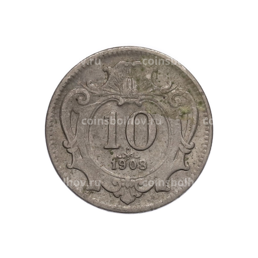 Монета 10 геллеров 1908 года Австрия
