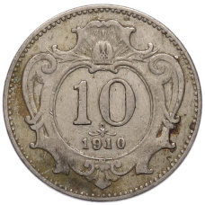 Монета 10 геллеров 1910 года Австрия (аверс)
