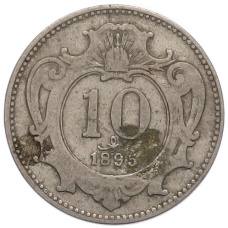 Монета 10 геллеров 1895 года Австрия (аверс)