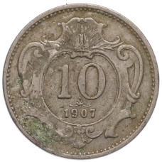 Монета 10 геллеров 1907 года Австрия (аверс)