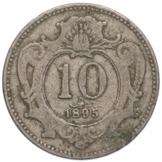 Монета 10 геллеров 1895 года Австрия (аверс)