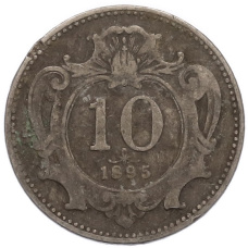 Монета 10 геллеров 1895 года Австрия (аверс)