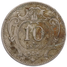 Монета 10 геллеров 1895 года Австрия (аверс)