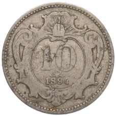 Монета 10 геллеров 1894 года Австрия (аверс)