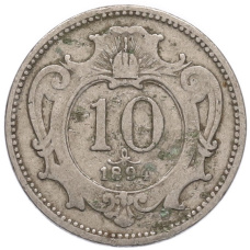 Монета 10 геллеров 1894 года Австрия (аверс)