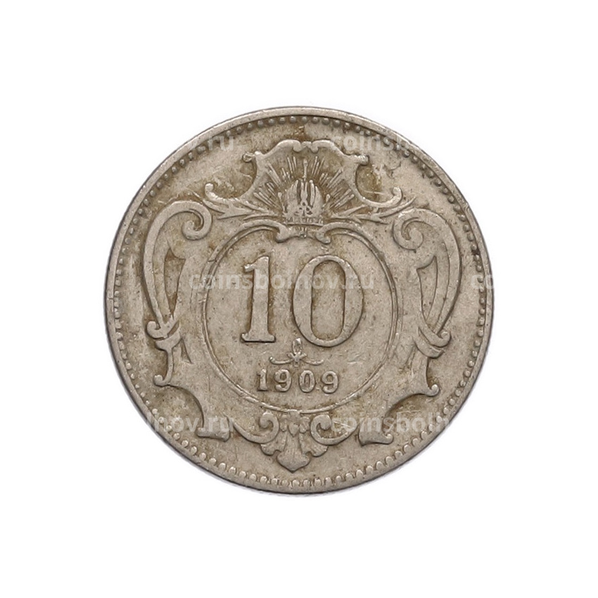 Монета 10 геллеров 1909 года Австрия