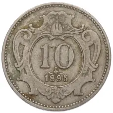 Монета 10 геллеров 1895 года Австрия (аверс)