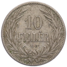 Монета 10 филлеров 1894 года Венгрия (реверс)
