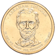 Монета 1 доллар 2010 года (P) США «16-й президент США Авраам Линкольн» (аверс)