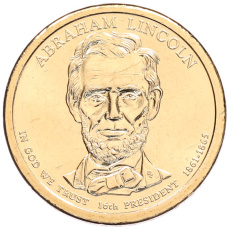 Монета 1 доллар 2010 года (P) США «16-й президент США Авраам Линкольн» (аверс)