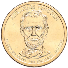 Монета 1 доллар 2010 года (P) США «16-й президент США Авраам Линкольн» (аверс)